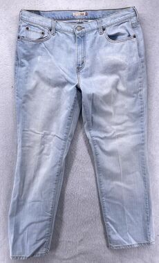 Levis 505 Straight Leg Jeans Womens Size 14 S Light Wash Blue Stretch Denim